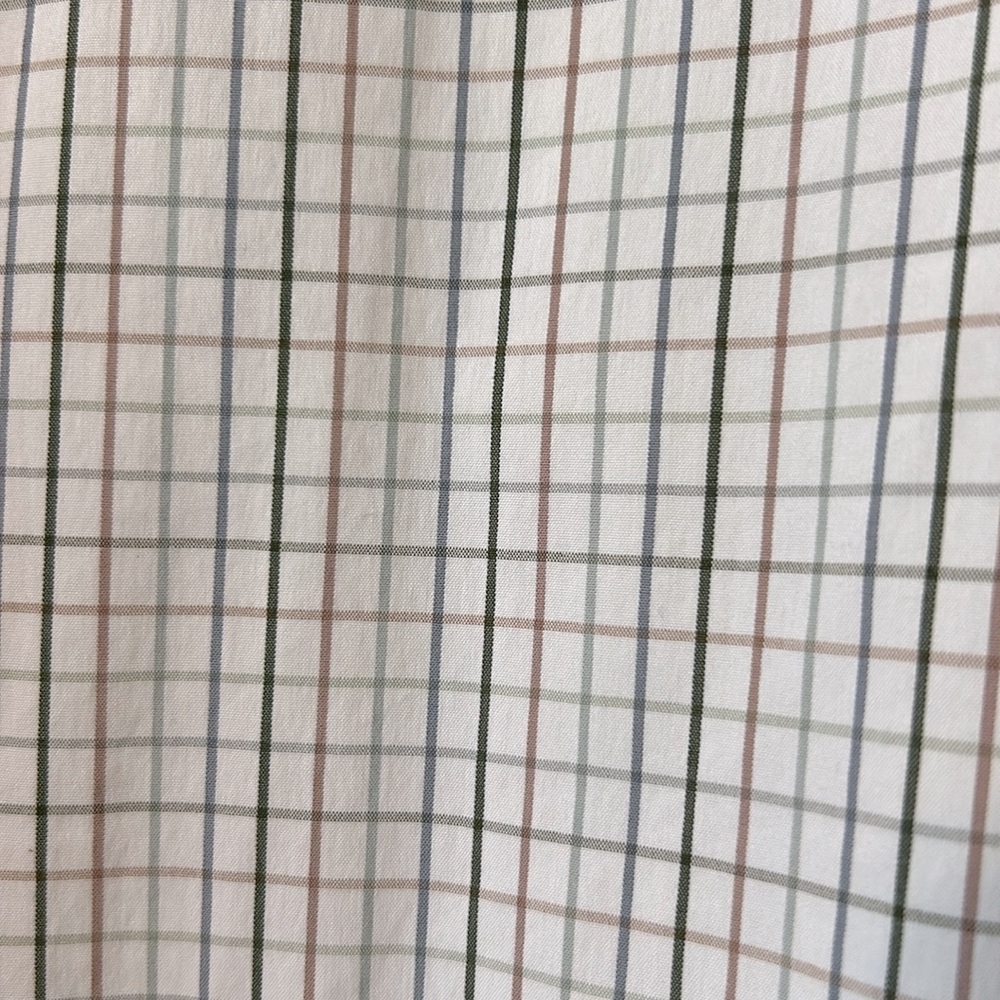 Lafayette 148 New York White Button Up Long Sleeve Dress Shirt Large Grid Print - Picture 4 of 13